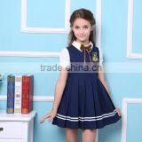 Latest Design Navy Blue Nice Girl Plaid Dress Elementary Quality School Uniform thumbnail-1