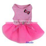Light Pink Princess Tutu Bow Crystal Belt Small Pet Dog Clothes Party Dress XS-L thumbnail-1