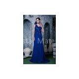 Royal Blue One Shoulder Sweetheart A-line Long Chiffon Evening Party Dresses Online Shop thumbnail-1