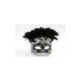 Gold Feather Masquerade Masks , Colombina Venetian Mask Men thumbnail-1