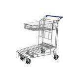 Two Layer Wire Warehouse Rolling Trolley For Carry Goods With PVC , PU , TPR Wheels