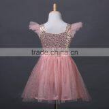 Toddler Dress Pattern Flower Natural Aqua Flutter Sleeve Girl Dress thumbnail-5