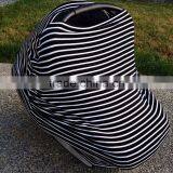 Pre Order Wholesale 3 in 1 Infant Baby Car Seat Cover Rayon Nursing Cover Car Seat Canopy Stripe Baby Canopy Shopping Cart Cover thumbnail-2