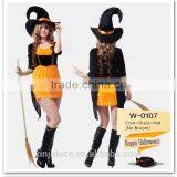 Hot Sale Short Style Halloween Party Women Witch Costume With Witches Hat thumbnail-1