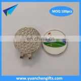 High quality imitation hard enamel ball marker and silver color hat clip