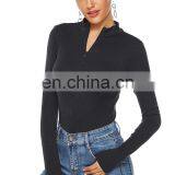 Wholesale Hot Selling Women's Long Sleeve Sexy Bottom Sweater Zip Stand Collar Slim Knit Jumpsuit Bottoming Sweater thumbnail-3