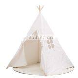 Portable Kids Cotton Teepee Tent Canvas Indian Children Play Tent Kids Playhouse, Class White One Window Style thumbnail-4