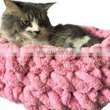 Handmade Chenille Cat Cave,Chunky Hand Knit Pet Bed,Cozy Kitten Cave thumbnail-3