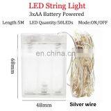 Led String Light Silver/ Copper Wire 3AA Battery Christmas Light For Holiday Decoration thumbnail-4
