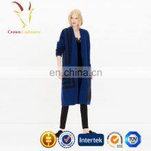 Navy Blue Cashmere Long Women Cardigan Sweater Dress With Pockets thumbnail-3