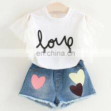 2020 Hot Sale Fashion, China Wholesale Market Korean 100% Cotton Knitted Kids Wear Summer Suit Teen Girl Clothing Set/