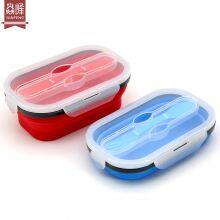Kitchen Accessories Home and Kitchen Gadgets Silicone Collapsible Lunch Box With Spoon Fork Food Storage Container Foldable thumbnail-5