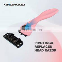 Reusable Metal Handle Pink Manual Face Customized 4 or 6 Blades Shaving Safety Razor thumbnail-5
