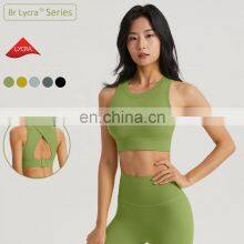 High Neck Adjustable Sweat Wicking Sports Bras Custom Logo Backless Gym Yoga Crop Tops thumbnail-1