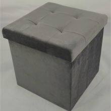Foldable Storage Velvet Ottoman thumbnail-4