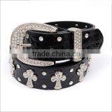 Wholesale Women's Fashion Trendy Rhinestone Leather Cross Belt thumbnail-1