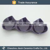 Hotel Tableware Three Divided Violet Ceramic Snack Dish thumbnail-1