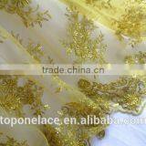 African wedding lace fabric gold bridal lace fabrics wholesale high quality french lace fabric