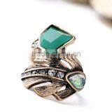 Punk Style Ring Designs Antique Gold Plated Crystal Cluster Leaf Irregular Finger Rings For Women thumbnail-1