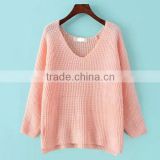 BGA15050 New arrival V neck pure cotton hand knit sweater designs for girls