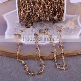 Smoky Quartz Crystal Link Rosary Chain, Fashion Smoky Quartz Chip Beads Wire Wrapped Chain thumbnail-5