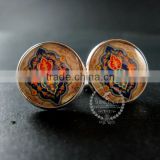 20mm silver plated morocco style flower art collage round glass cabochon fashion cufflinks wedding cuff links gift 6600054