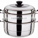 2 Layers Stainless Steel Steamer Pot With Bakelite Handle thumbnail-2