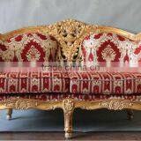 Gold Leaf Finish 2 Seat Sectional Fabric Sofa thumbnail-1