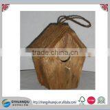 Cheap Unfinished Small Bird House Wooden Bird Cage With Rope thumbnail-1