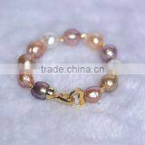 7.5" 11-12mm Multicolors Baroque Edison Pearl Bracelet thumbnail-1