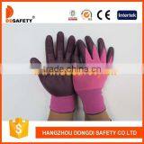 DDSAFETY 2017 Rose Red Nylon With Dark Purple Nitrile Glove thumbnail-1
