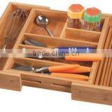 2017 Newest Natural Bamboo Retractable Storage Drawer for Tableware