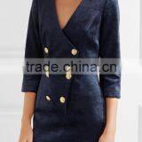 Classic Button Fastenings Double-Breasted Stretch-Velvet Mini Dress Women Blazer Design Names Of Ladies Dresses HSD5701 thumbnail-3