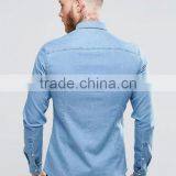 Long Sleeve Point Collar Mens Pre-Shrunk 98% Cotton 2% Elastane Breathable Slim Fit Casual Lightweight Denim Shirts thumbnail-2