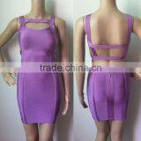 2015 New Lilac Lavender Open Sexy Front Hole Chest Women Bodycon HL Bandage Dress Evening Party Pencil Dress thumbnail-4