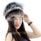 CX-C-244A Knitting Style Women Genuine Rex Rabbit Fur Beanies thumbnail-3