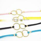 Gold Love Letter Charm Suede Leather Bracelet Custom Logo Charm Leather Bracelet thumbnail-4