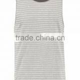 MGOO Scoop Neck Raw Cut Hems Mens Singlet Vests White Striped Sleeveless Drop Armhole Tank Top thumbnail-5