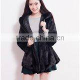 2016 Winter Real Mink Fur Overcoat With Hood Natural Mink Fur Hooded Coat thumbnail-4