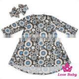 48BQA14 Lovebaby Dress Printed Arrow Long Sleeve Two Pocket With Same Fabric Bow Headband Baby& Kids Girls Casual Frock Designs thumbnail-3