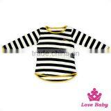 Kids Girls Fall Cotton Long Sleeve Black And White Striped Shirt And Mustard Pants Children's Boutique Clothes Wholesale Price thumbnail-5