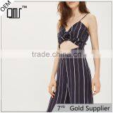 Cool Wide Leg Styling Gallus Womens Long Jumpsuit With Cute Knot thumbnail-1