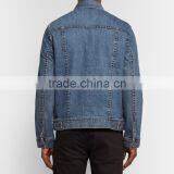 High Quality Endurable Mens Lapel Shawl Collared Button Closured Men's Denim Jeans Jacket With Two Chest Pockets thumbnail-3
