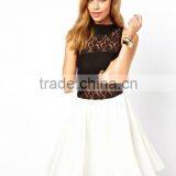 Sleeveless Skater Dress With Lace High Neck thumbnail-1