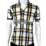 Men Slim Fit Basic Short Sleeve Plaid Casual Shirt thumbnail-3