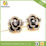 Black Roses Flowers Diamond Stud Earrings for Lady thumbnail-4