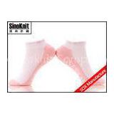 White And Pink Cute Women Cotton Ankle Socks With Custom Logo , Autumn Socks