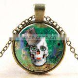 XP-TGN-S-113 Free Sample Vintage Meaningful Diy Image Time Gemstone Charm Pendant Skull Dome Cabochon Necklace For Gift