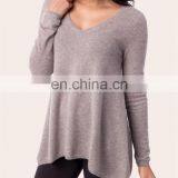 100%Cashmere Deep Vee Neck Pullover Knit Ladies Sweater thumbnail-2