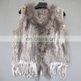 Real Rabbit Fur Knitted Weaven Pattern Fur Vest/gilet thumbnail-5